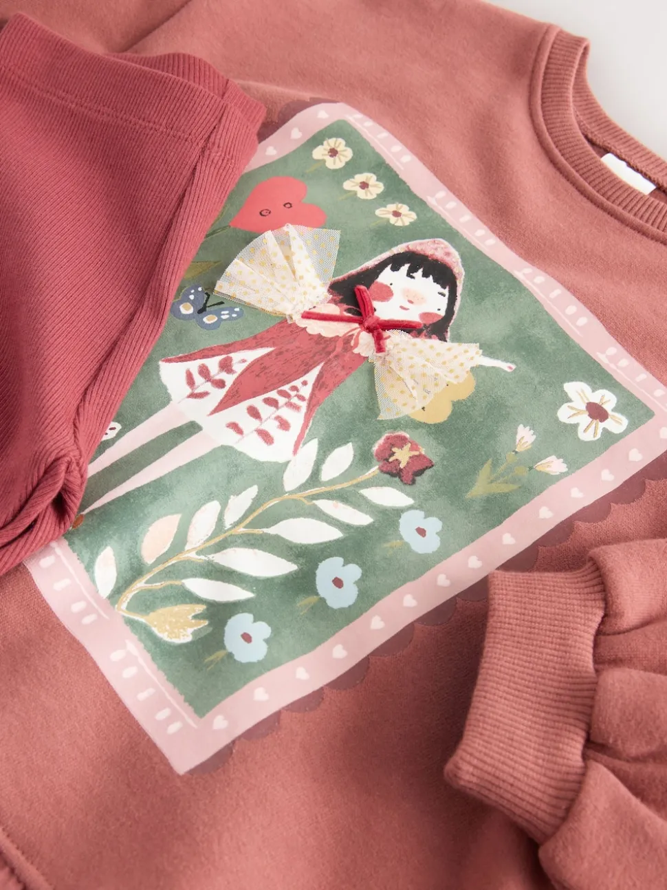 Burgundy Red Fairy Frill Hem Sweatshirt & Leggings Set (3mths-7yrs)