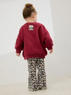 Burgundy Red Leopard Minnie Mouse Sweatshirt and Flare Leggings Set (3mths-7yrs)