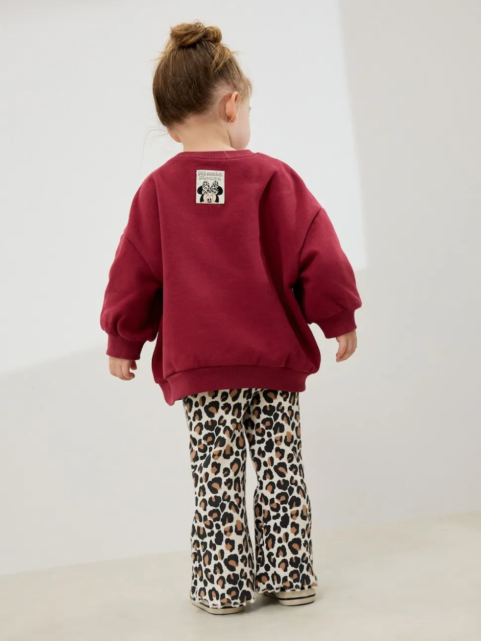 Burgundy Red Leopard Minnie Mouse Sweatshirt and Flare Leggings Set (3mths-7yrs)