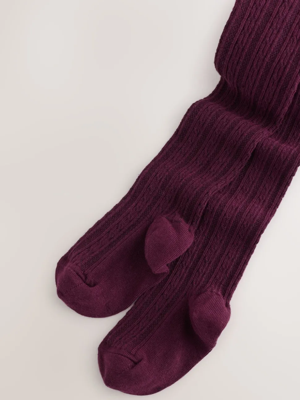 Burgundy Red Regular Length Cotton Rich Cable Tights