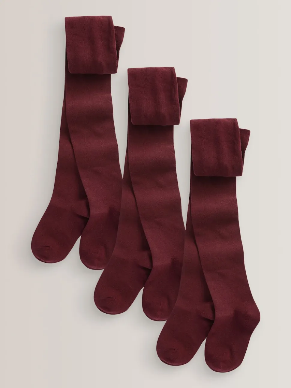 Burgundy Red Regular Length 3 Pack Cotton Rich School Tights