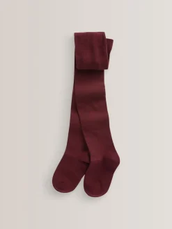 Burgundy Red Regular Length 3 Pack Cotton Rich School Tights