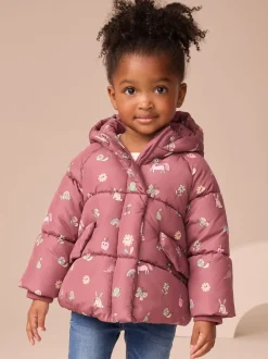 Burgundy Red Shower Resistant Faux Fur Lined Padded Coat (3mths-7yrs)