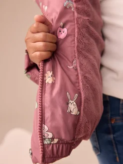 Burgundy Red Shower Resistant Faux Fur Lined Padded Coat (3mths-7yrs)