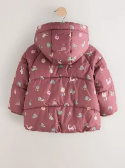 Burgundy Red Shower Resistant Faux Fur Lined Padded Coat (3mths-7yrs)