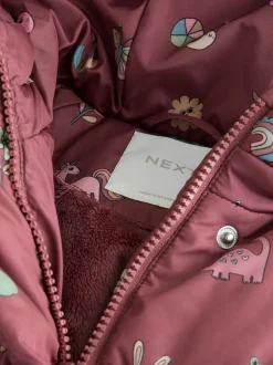 Burgundy Red Shower Resistant Faux Fur Lined Padded Coat (3mths-7yrs)