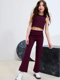 Burgundy Red Sports Crop Top (5-16yrs)