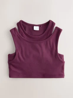Burgundy Red Sports Crop Top (5-16yrs)