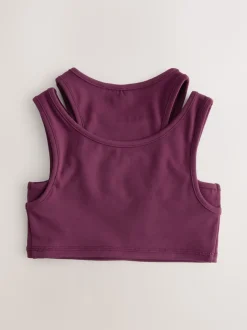 Burgundy Red Sports Crop Top (5-16yrs)