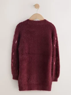 Burgundy Red Stripe Sequin Christmas Jumper Dress (3-16yrs)