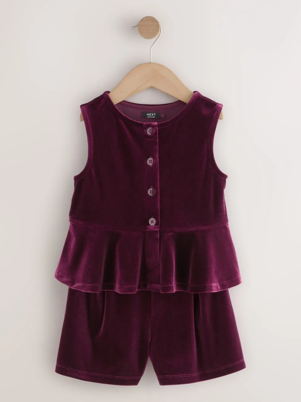 Burgundy Red Velour Waistcoat and Shorts Set (3-16yrs)