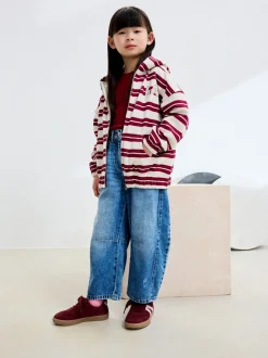 Burgundy Red/White Stripe Zip Through Hoodie (3-16yrs)