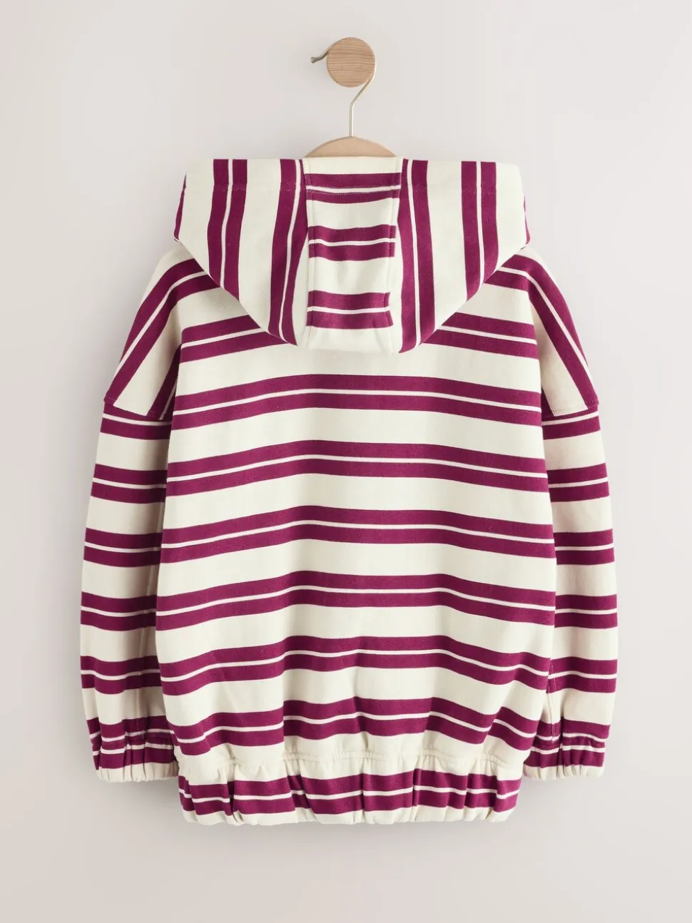 Burgundy Red/White Stripe Zip Through Hoodie (3-16yrs)