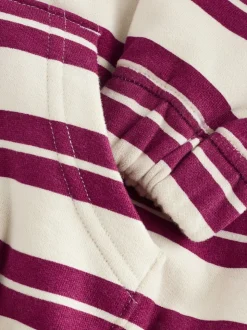 Burgundy Red/White Stripe Zip Through Hoodie (3-16yrs)