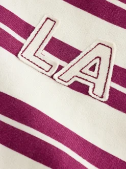 Burgundy Red/White Stripe Zip Through Hoodie (3-16yrs)