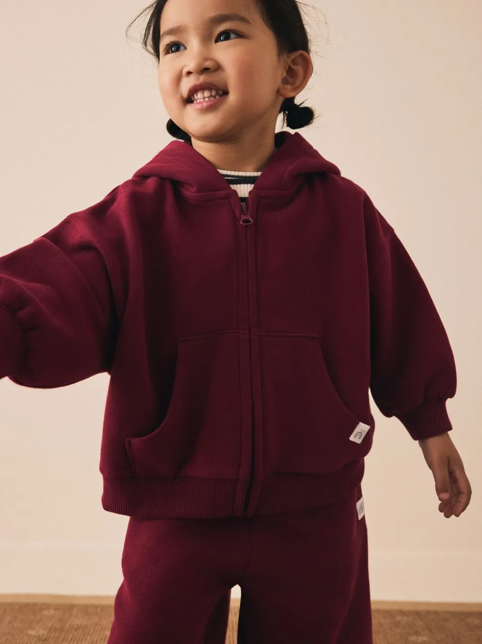 Burgundy Red Zip Through Hoodie (3mths-7yrs)