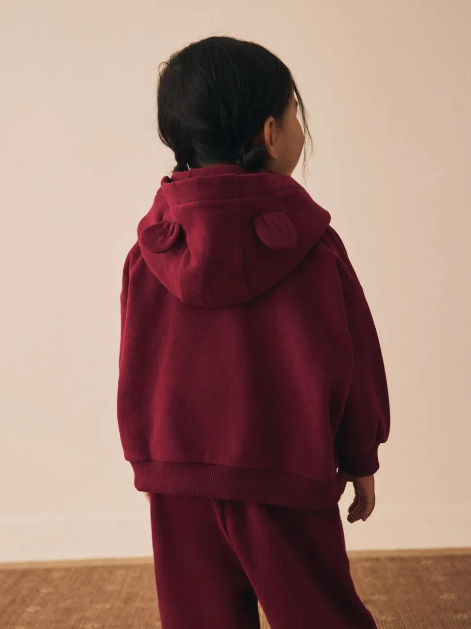 Burgundy Red Zip Through Hoodie (3mths-7yrs)