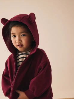 Burgundy Red Zip Through Hoodie (3mths-7yrs)