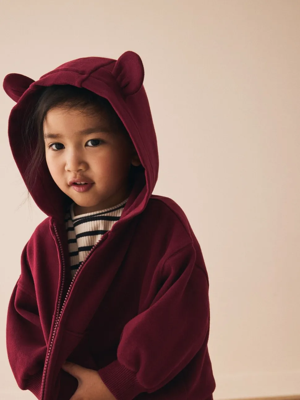 Burgundy Red Zip Through Hoodie (3mths-7yrs)