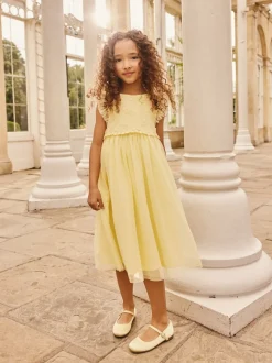 Buttermilk Yellow Mesh Flower Girl Dress (3-16yrs)