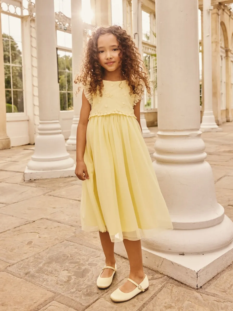 Buttermilk Yellow Mesh Flower Girl Dress (3-16yrs)