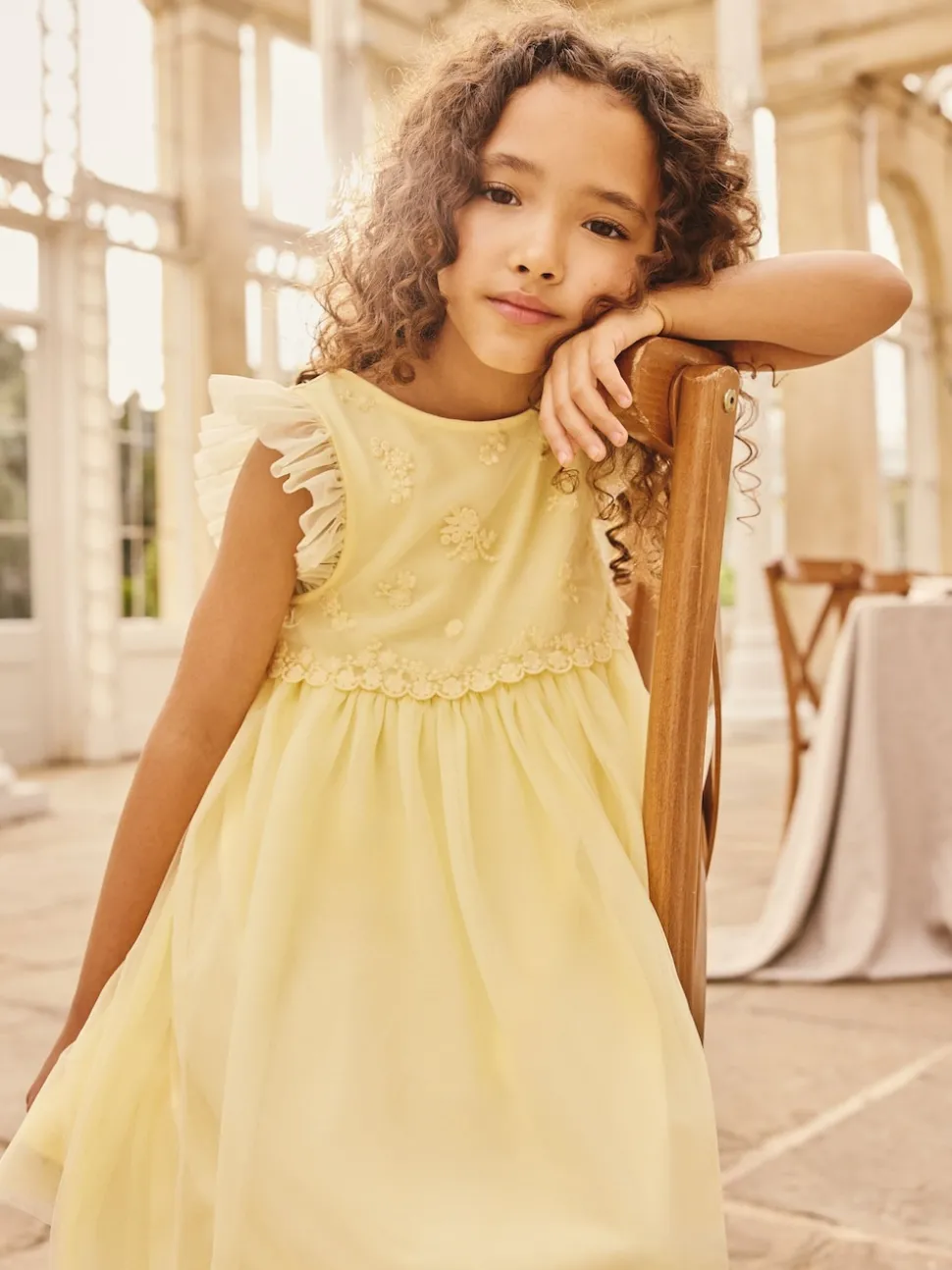 Buttermilk Yellow Mesh Flower Girl Dress (3-16yrs)