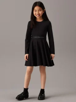 Calvin Klein Black Flared Punto Logo Dress