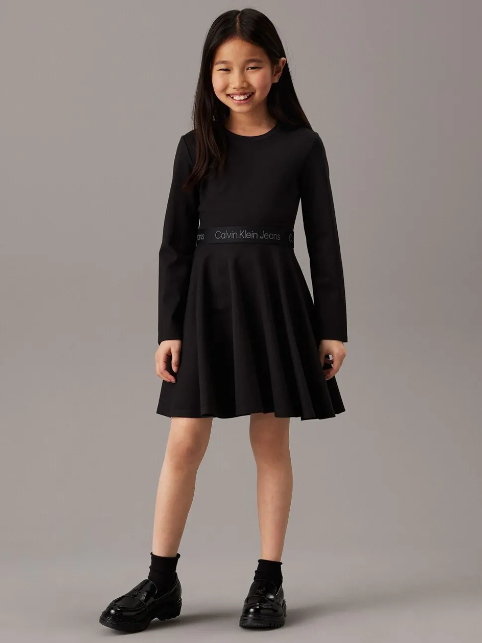 Calvin Klein Black Flared Punto Logo Dress