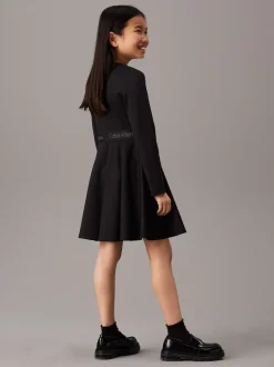 Calvin Klein Black Flared Punto Logo Dress