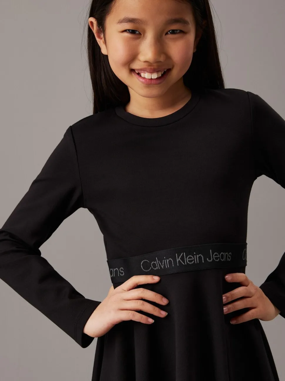 Calvin Klein Black Flared Punto Logo Dress