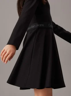 Calvin Klein Black Flared Punto Logo Dress