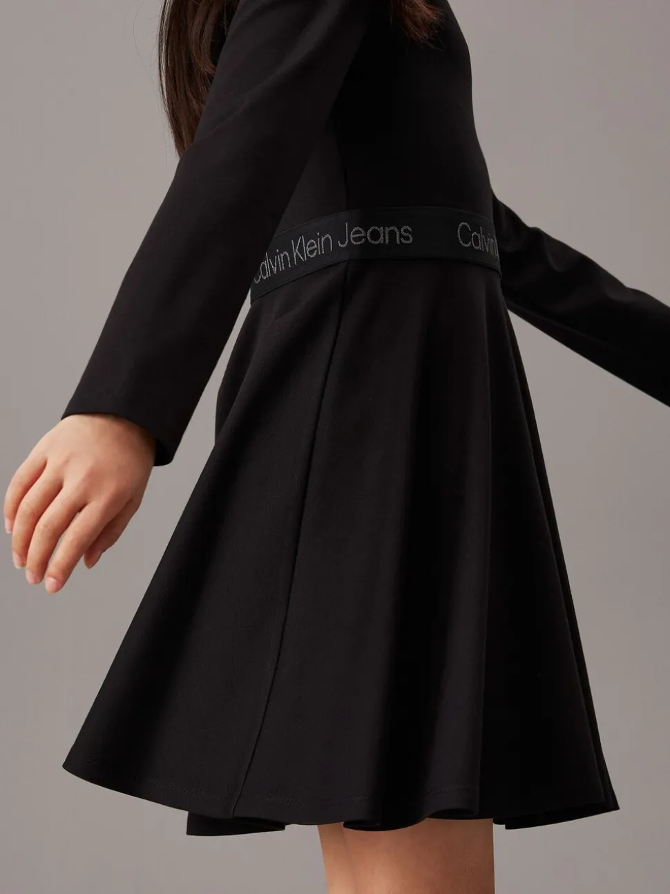 Calvin Klein Black Flared Punto Logo Dress