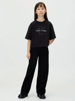 Calvin Klein Black High Rise Wide Leg Jeans