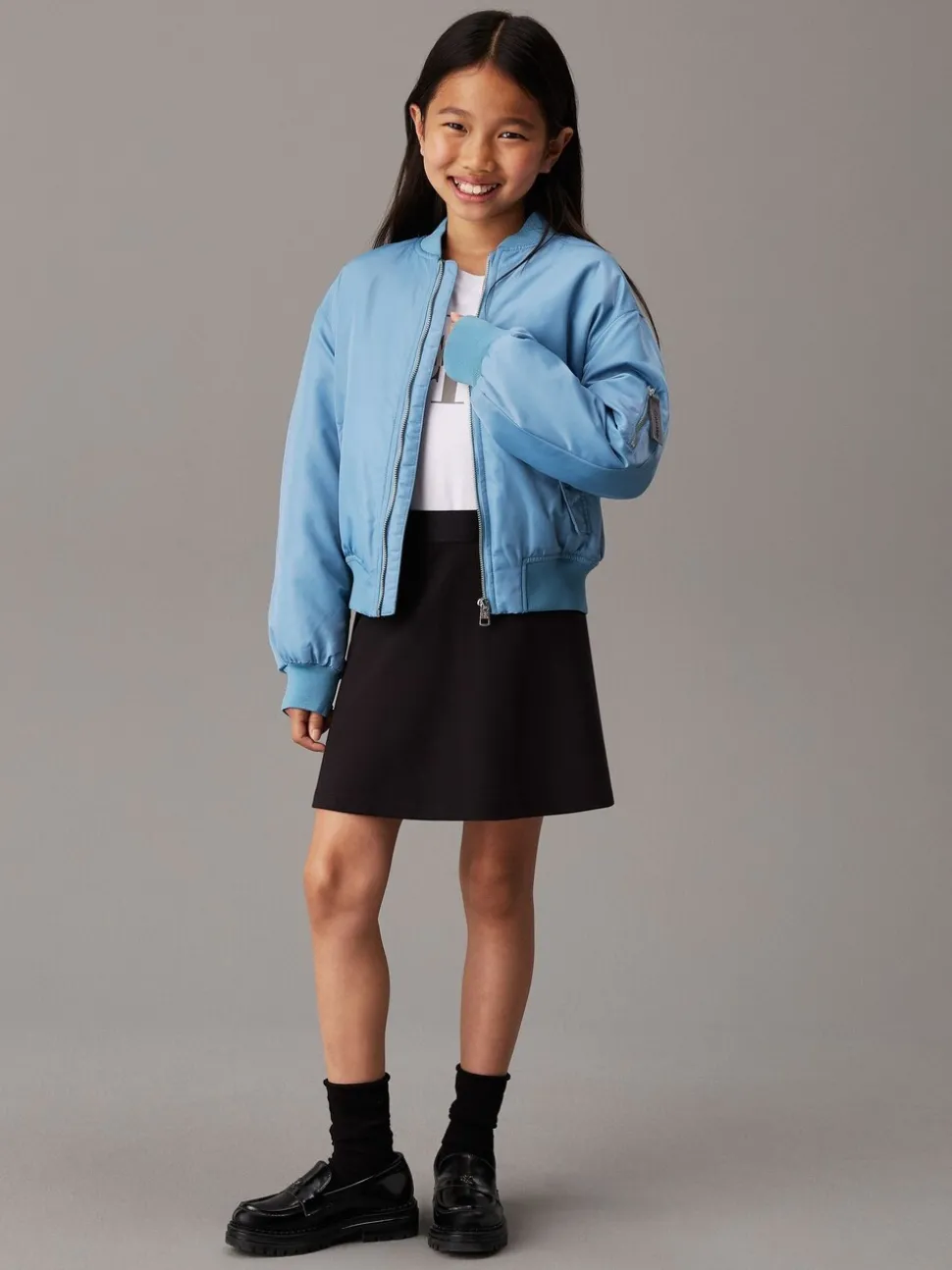 Calvin Klein Black Logo Tape Flare Punto Skirt