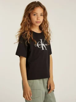 Calvin Klein Black Monologo Glitter 100% Cotton T-Shirt