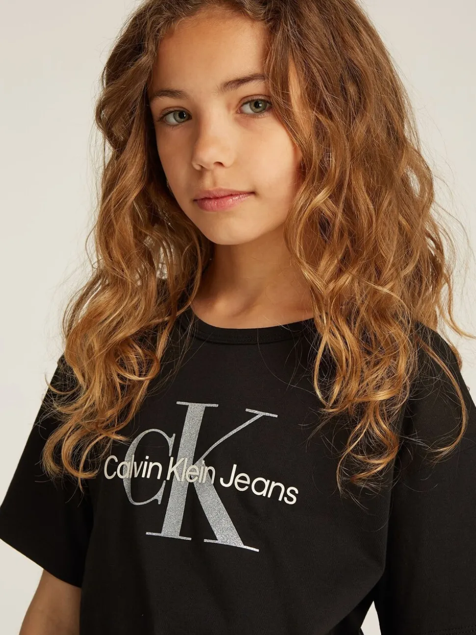 Calvin Klein Black Monologo Glitter 100% Cotton T-Shirt