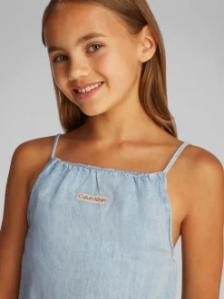 Calvin Klein Blue Denim Strap Top