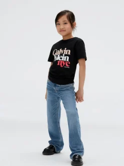 Calvin Klein Blue High Rise Wide Leg Jeans