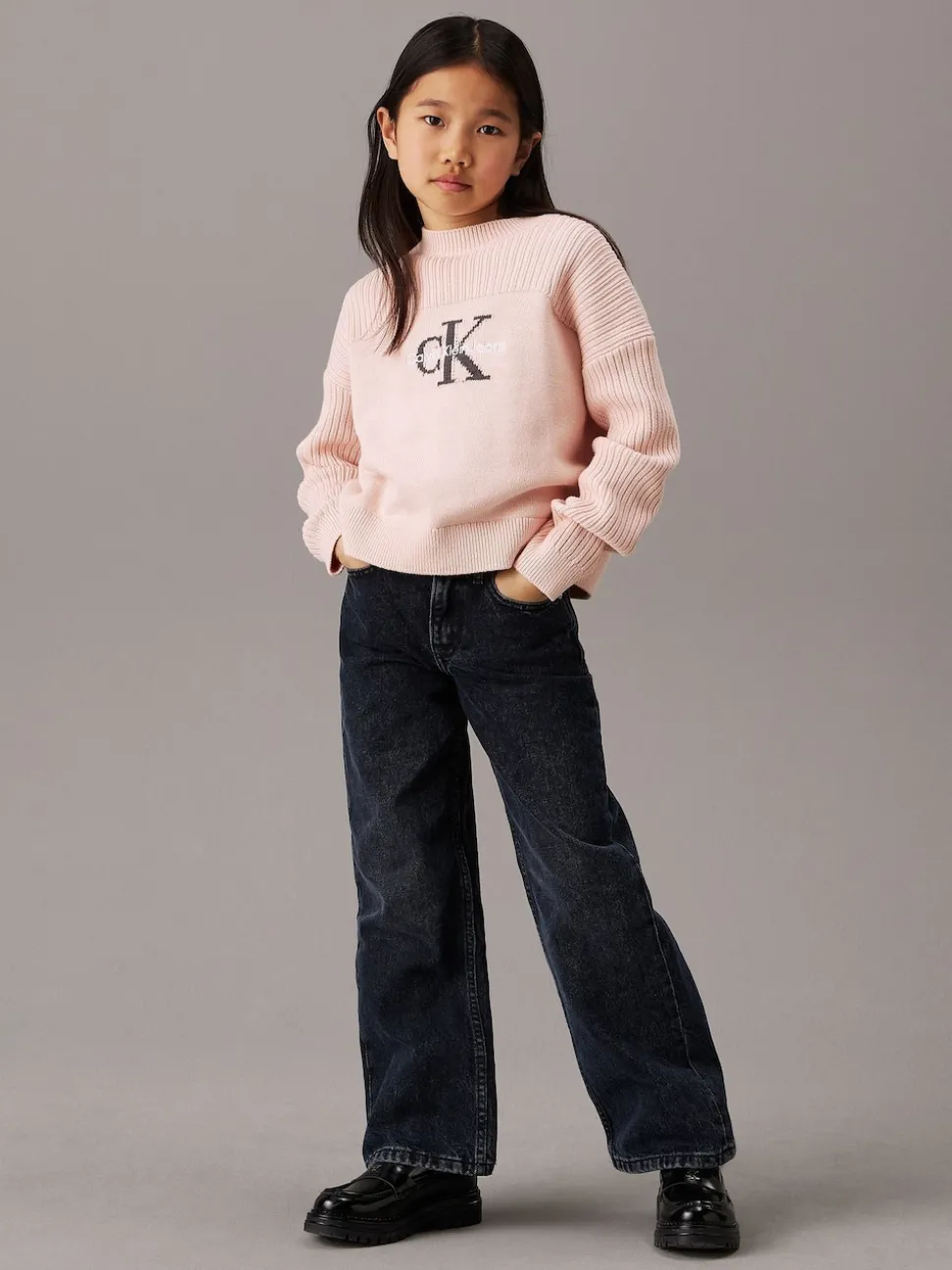 Calvin Klein Blue High Rise Wide Leg Jeans