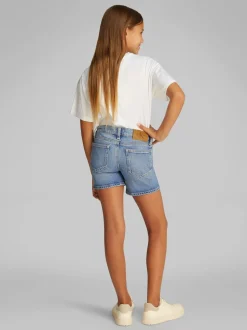 Calvin Klein Blue Mid Rise Slim Denim Shorts