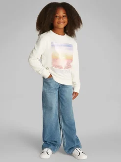 Calvin Klein Brown 100% Cotton Sunset Graphic Terry Sweatshirt