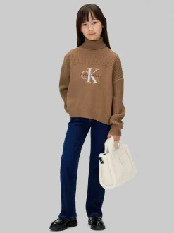 Calvin Klein Brown Logo Rollneck Jumper