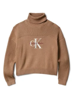 Calvin Klein Brown Logo Rollneck Jumper