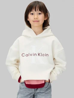 Calvin Klein Cream Fleece Logo Hoodie