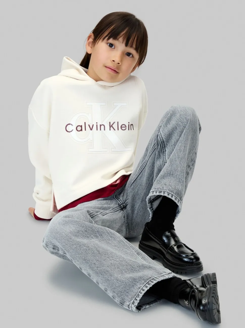 Calvin Klein Cream Fleece Logo Hoodie
