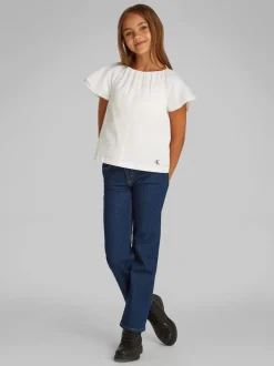 Calvin Klein White 100% Cotton Poplin Short Sleeve Top