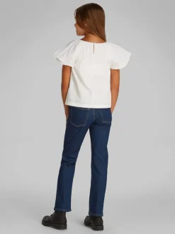 Calvin Klein White 100% Cotton Poplin Short Sleeve Top