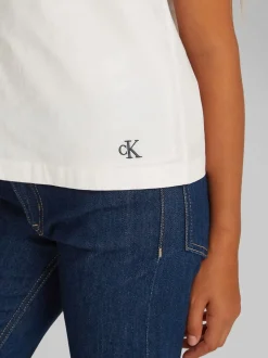 Calvin Klein White 100% Cotton Poplin Short Sleeve Top