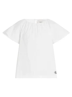 Calvin Klein White 100% Cotton Poplin Short Sleeve Top