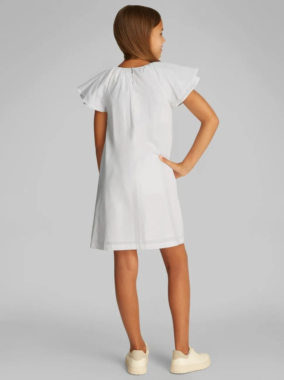 Calvin Klein White Crisp Poplin Short Sleeve 100% Cotton Dress